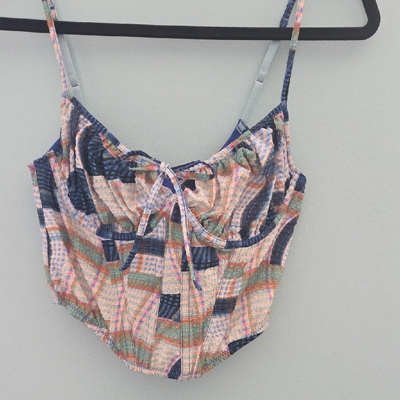 Urban Outfitters "Out From Under"  Patchwork Seersucker Bustier Size Medium - Picture 2 of 10